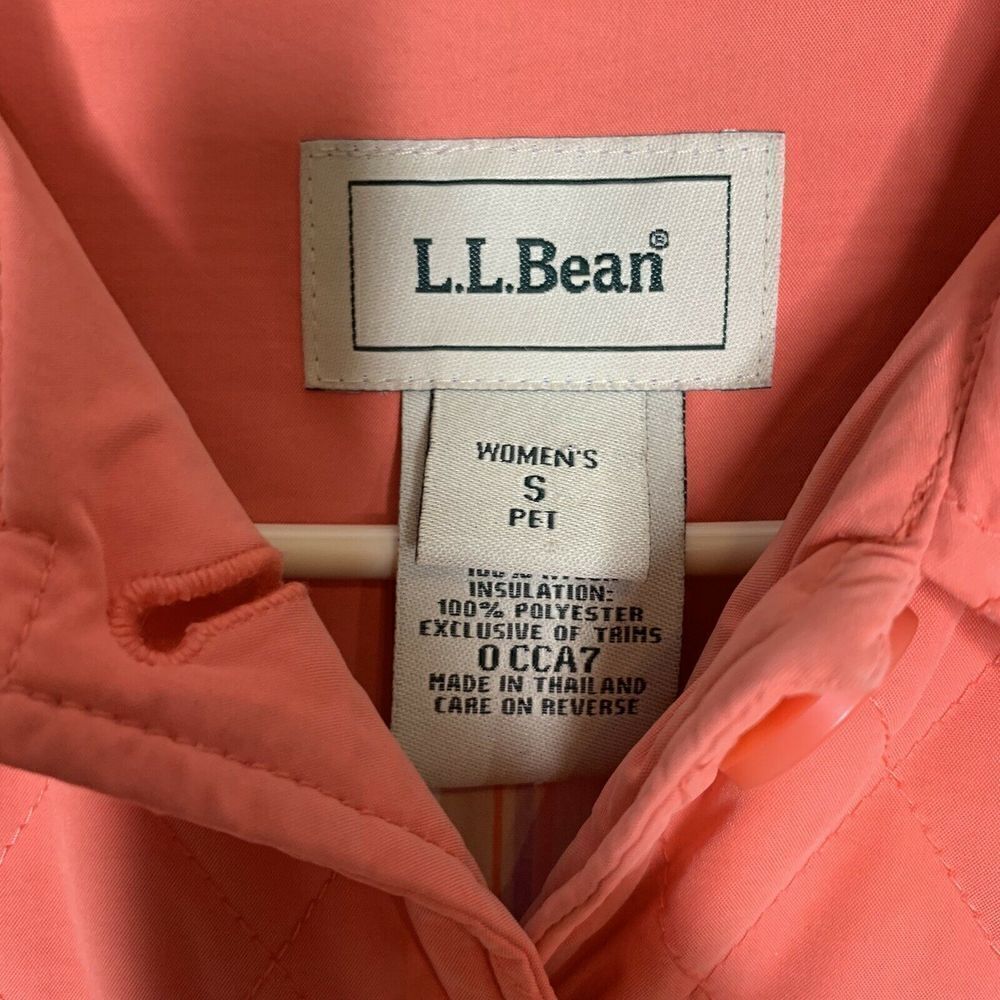 Ll Bean Womens Quilted Jacket Small Petite Orange - Picture 2 of 6